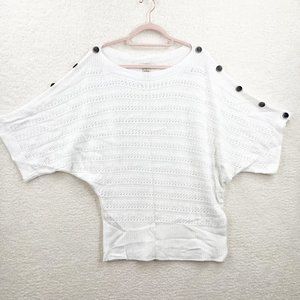 VERTIGO PARIS Angora Wool blend White Buttons Sweater White Buttons Size L NEW